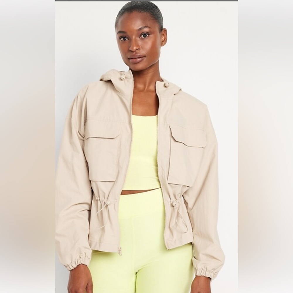 Old Navy pale camel cinch waist utility jacket